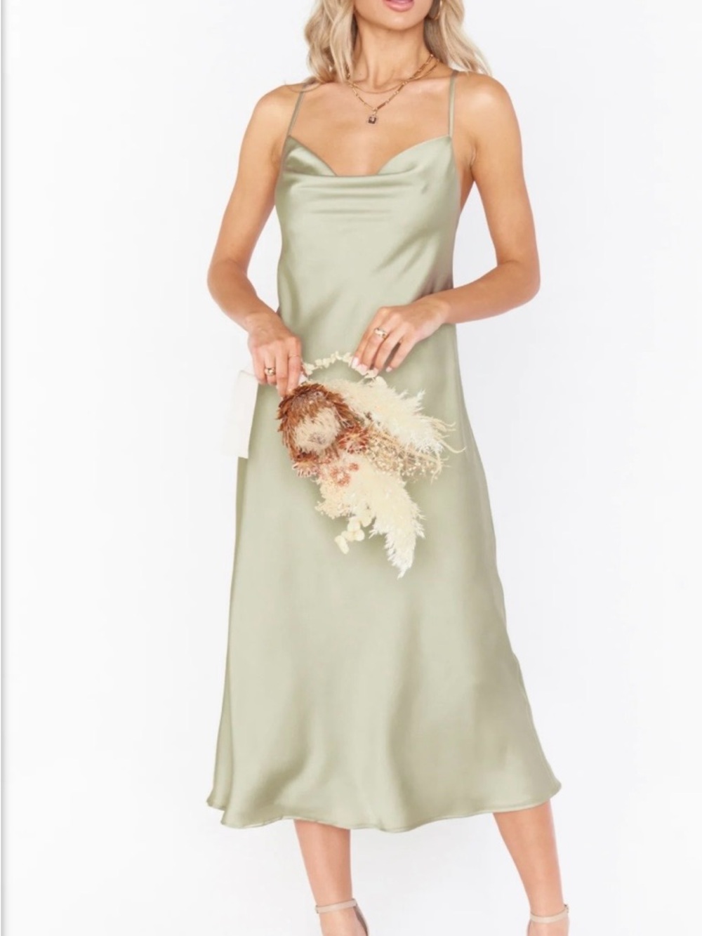 Show Me Your MuMu Cowl Neck Slip Midi Dress in Slate Blue - Picture 4 of 5